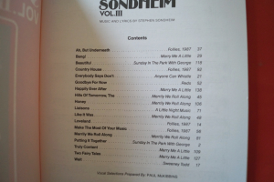 Stephen Sondheim - All Sondheim Volume 3 Songbook Notenbuch Piano Vocal