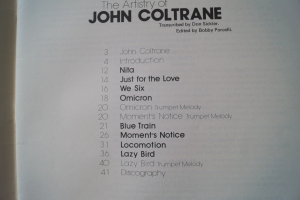 John Coltrane - The Artistry of Songbook Notenbuch Saxophone