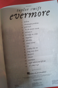 Taylor Swift - Evermore Songbook Notenbuch Easy Piano Vocal