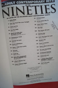 Number 1 Adult Contemporary Hits of the Nineties Songbook Notenbuch Piano Vocal Guitar PVG