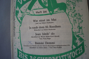 Vom 11.11. bis Aschermittwoch Heft 34 Notenheft