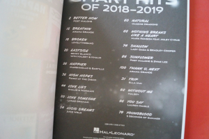Chart Hits of 2018-2019 Songbook Notenbuch Easy Piano Vocal