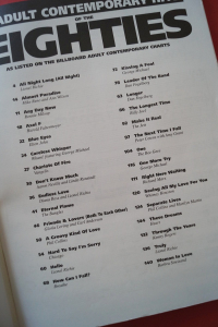 Number 1 Adult Contemporary Hits of the Eighties Songbook Notenbuch Piano Vocal Guitar PVG