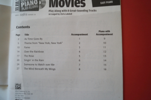 Movies (Ultimate Piano Play Along, mit CD) Songbook Notenbuch Easy Piano Vocal