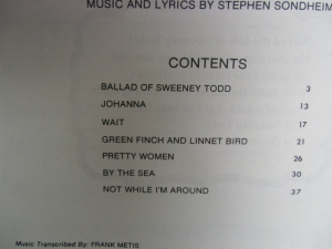 Sweeney Todd Songbook Notenbuch Piano Vocal