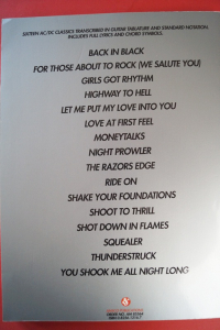 ACDC - Anthology Songbook Notenbuch Vocal Guitar