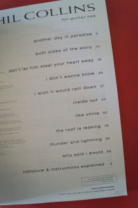 Phil Collins - For Guitar Tab Songbook Notenbuch Vocal Guitar