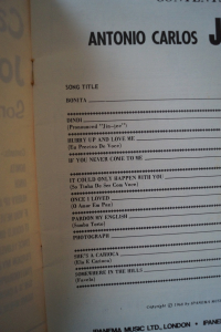 Antonia Carlos Jobim - Song Book Songbook Notenbuch Piano Vocal Guitar PVG